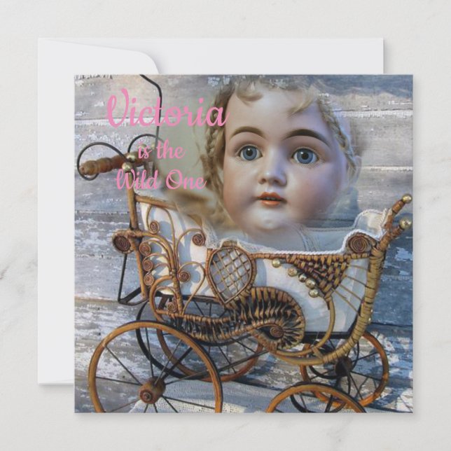 Tarjeta de Invitación para Cumpleaños Número Uno S (Anverso)