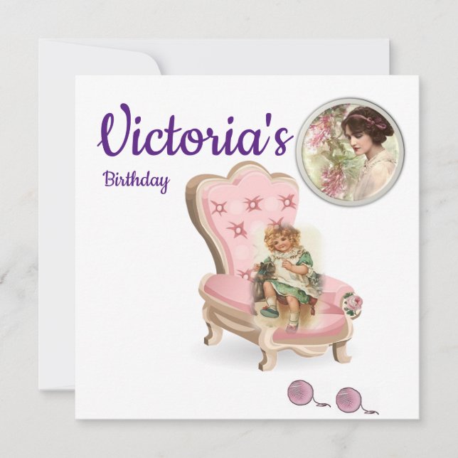 Tarjeta de Invitación para Cumpleaños Número Uno S (Anverso)