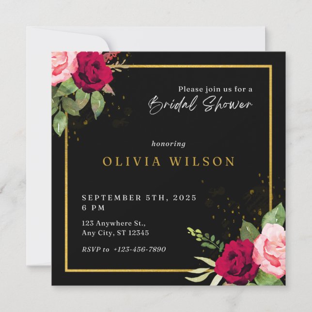 Tarjeta de invitación para despedida de soltera (Anverso)