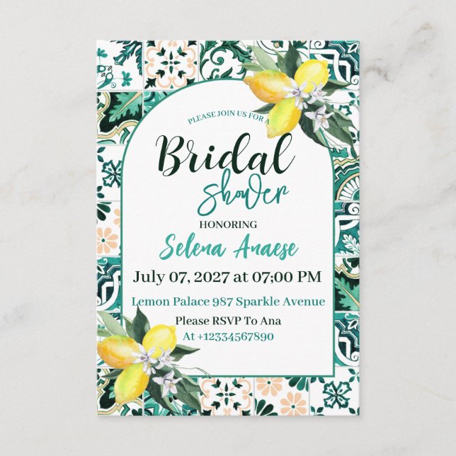 Tarjeta de Invitación para Despedida de Soltera (Anverso)