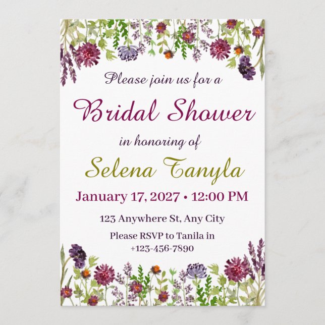 Tarjeta de Invitación para Despedida de Soltera en (Anverso)