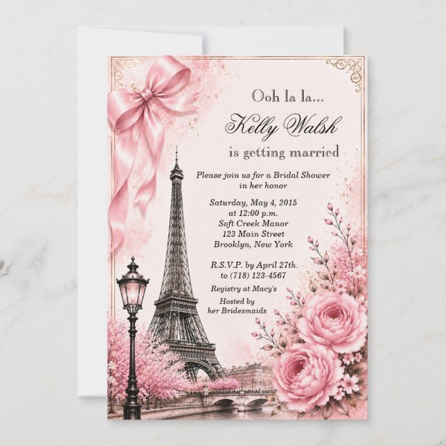 Tarjeta de Invitación para Despedida de Soltera To (Anverso)