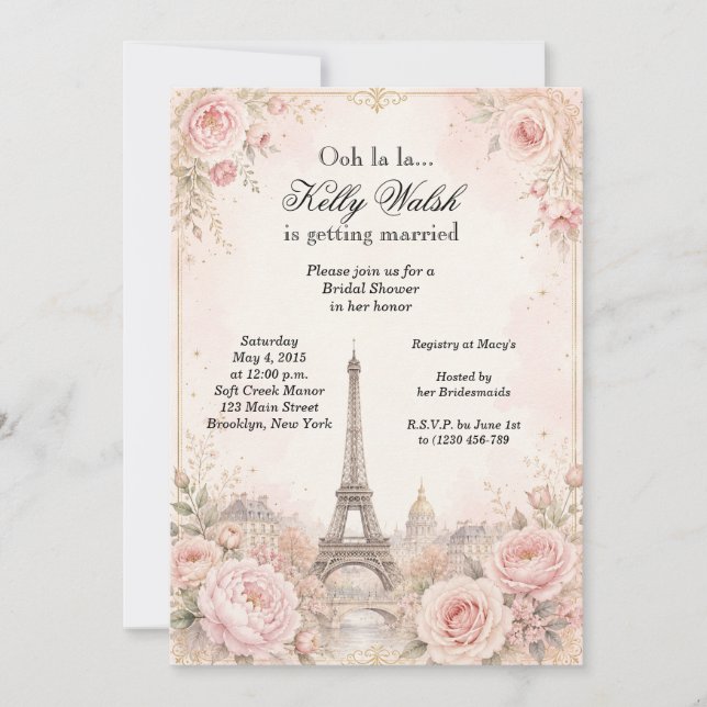 Tarjeta de Invitación para Despedida de Soltera To (Anverso)