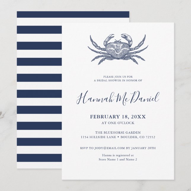 Tarjeta de invitación para ducha de novia con cang (Anverso / Reverso)