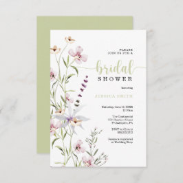 Tarjeta de invitación para ducha de novia con flor