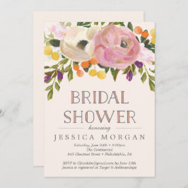 Tarjeta de invitación para ducha de novia con flor