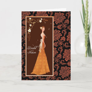 Tarjeta de invitación para ducha de novia Damask