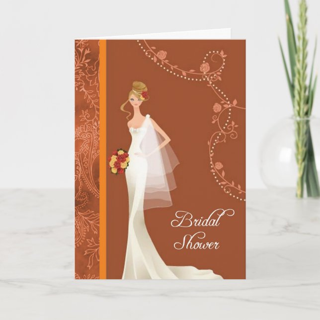 Tarjeta de invitación para ducha de novia Damask (Anverso)