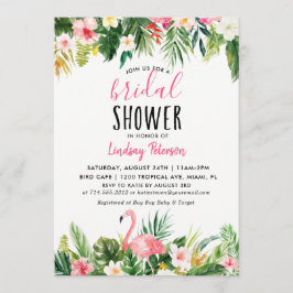 Tarjeta de invitación para ducha de novia Flamingo