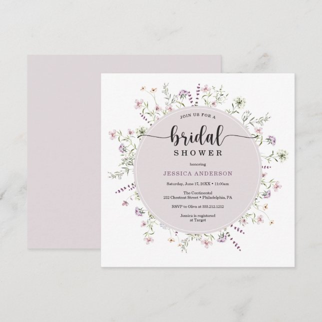 Tarjeta de invitación para ducha de novia rústica  (Anverso / Reverso)