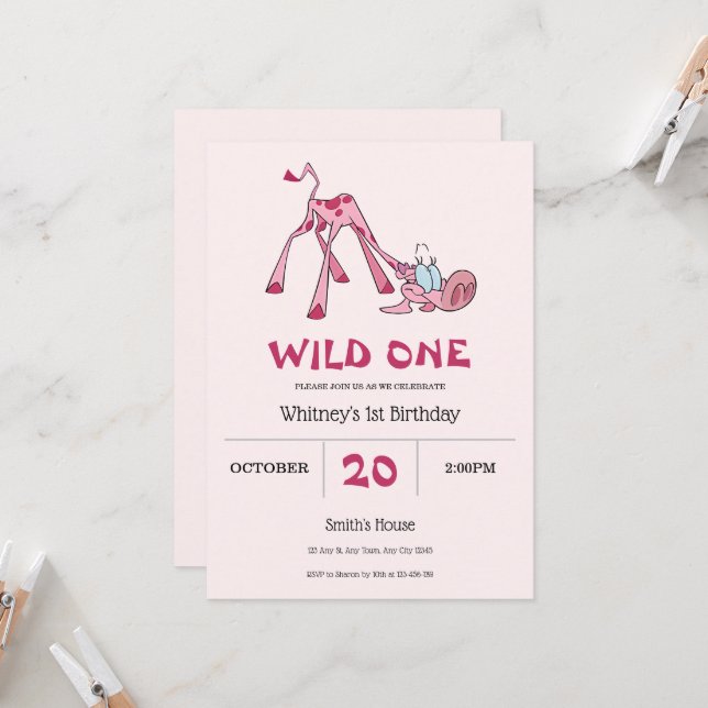 Tarjeta de Invitación para el 1er Cumpleaños de Ji (Anverso/Reverso In Situ)