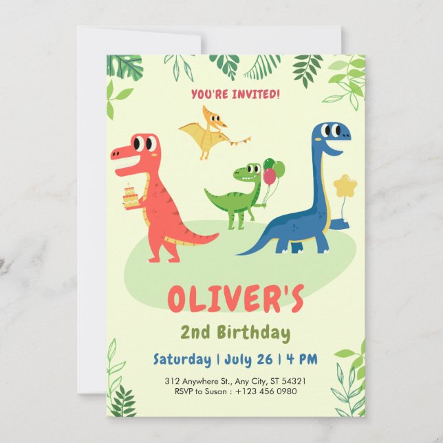Tarjeta de invitación para el 2º cumpleaños de niñ (Anverso)