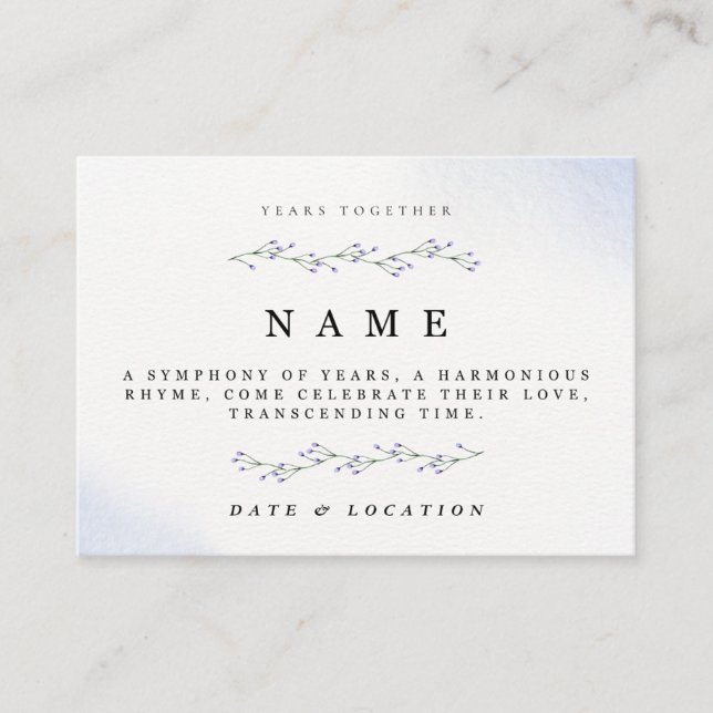 Tarjeta de invitación para el aniversario floral m (Anverso)