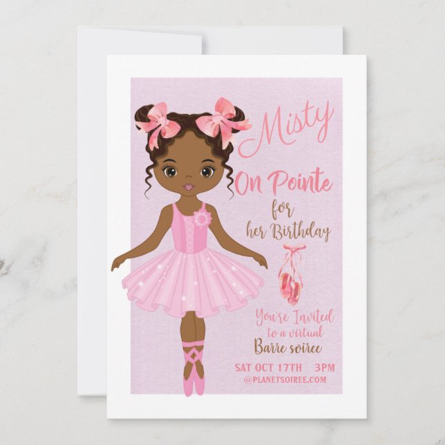 Tarjeta de invitación para el cumpleaños del balle (Anverso)