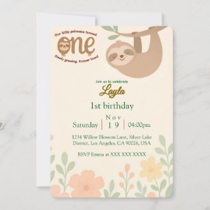 Tarjeta de invitación para el primer cumpleaños -