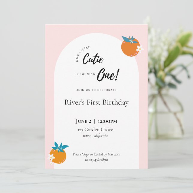 Tarjeta de Invitación para el Primer Cumpleaños de (Anverso de pie)