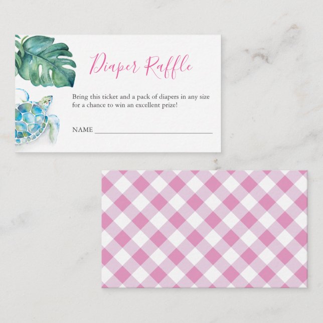 Tarjeta de invitación para el sorteo de pañales de (Anverso / Reverso)