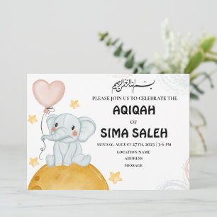 Tarjeta de invitación para elefante musulmán astut
