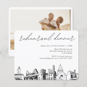 Tarjeta de invitación para ensayo de boda en Austi