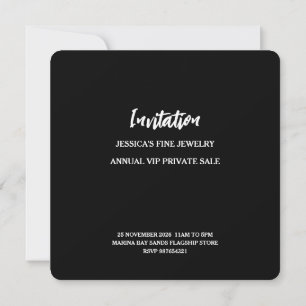 Tarjeta de invitación para evento de venta privada