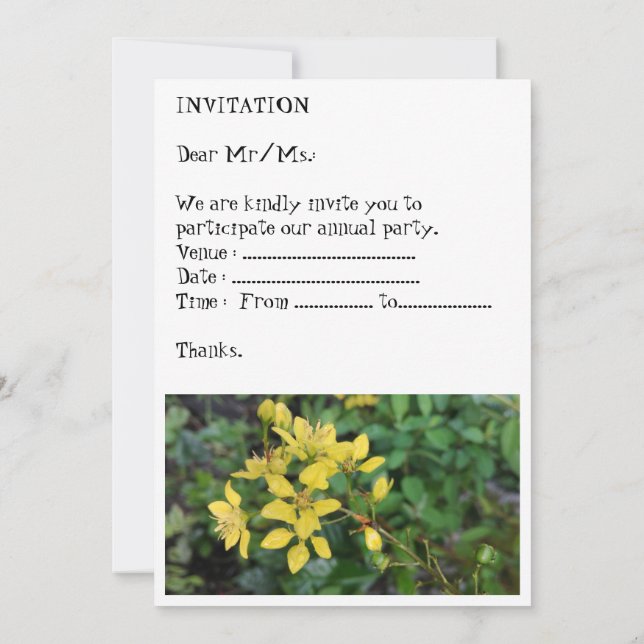 TARJETA DE INVITACIÓN PARA FIESTA ANUAL (Reverso)
