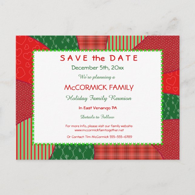Tarjeta de Invitación para Fiesta de Colcha Navide (Anverso)