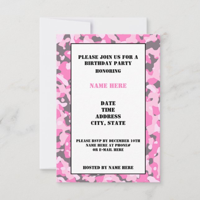 Tarjeta de invitación para fiesta de cumpleaños co (Anverso)