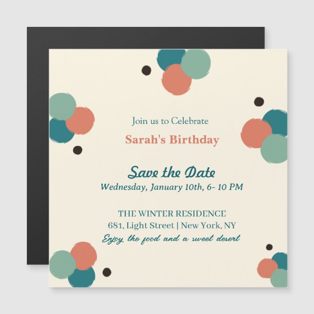 Tarjeta de invitación para fiesta de cumpleaños de (Anverso/Reverso)