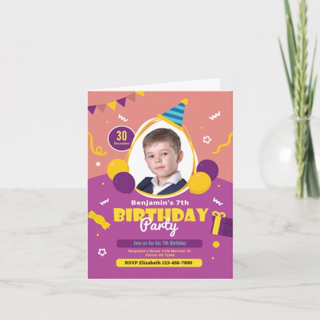 Tarjeta de invitación para fiesta de cumpleaños de (Anverso)