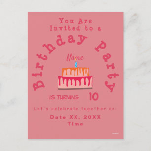 Tarjeta de invitación para fiesta de cumpleaños de