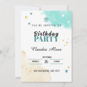 Tarjeta de invitación para fiesta de cumpleaños de