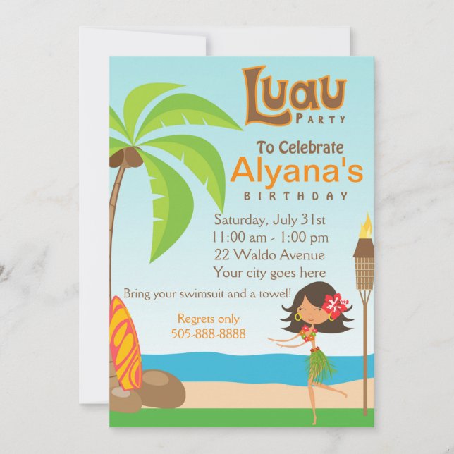 Tarjeta de invitación para fiesta de cumpleaños de (Anverso)
