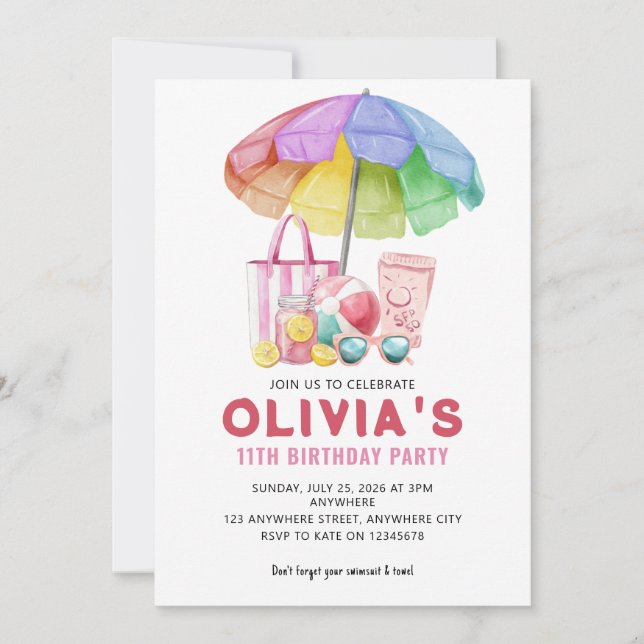 Tarjeta de invitación para fiesta de cumpleaños de (Anverso)