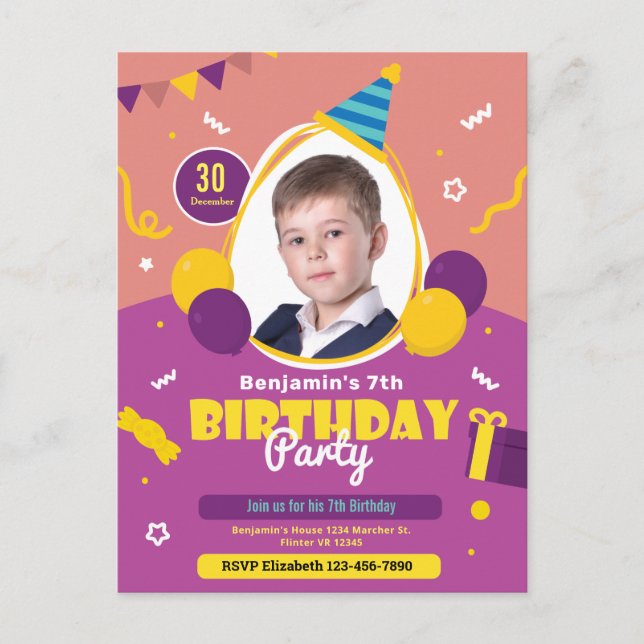 Tarjeta de invitación para fiesta de cumpleaños de (Anverso)