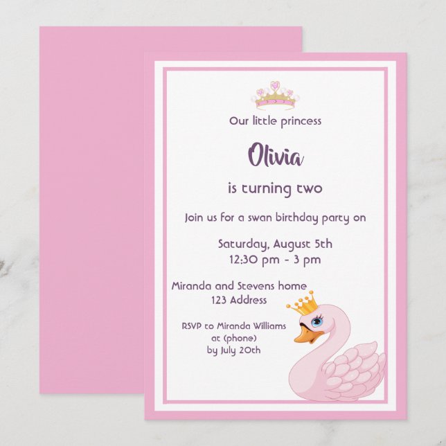 Tarjeta de invitación para fiesta de cumpleaños Gi (Anverso / Reverso)