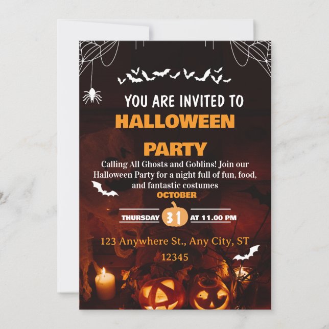 Tarjeta de invitación para fiesta de disfraces de  (Anverso)