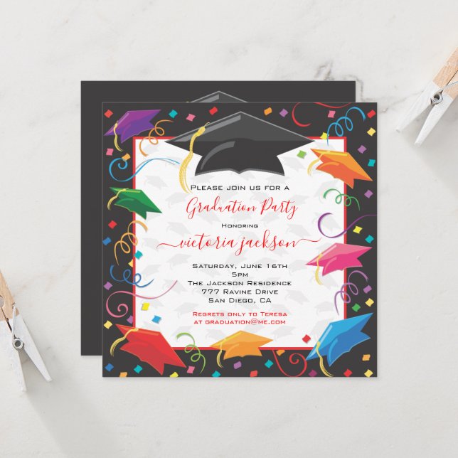 Tarjeta de invitación para fiesta de graduación (Anverso/Reverso In Situ)