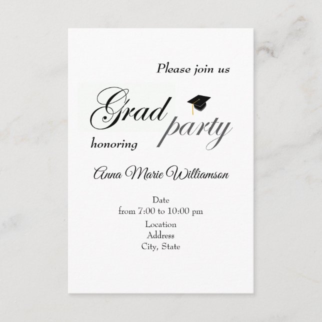 Tarjeta de invitación para fiesta de graduación ad (Anverso)