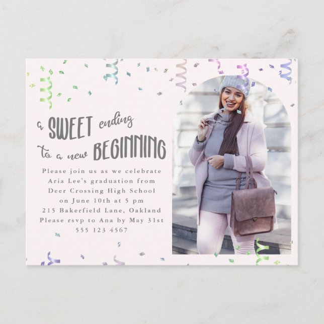 Tarjeta de Invitación para Fiesta de Graduación co (Anverso)