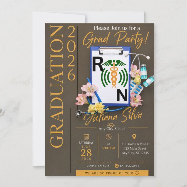Tarjeta de invitación para fiesta de graduación de (Anverso)