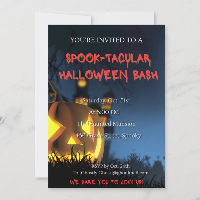 Tarjeta de Invitación para Fiesta de Halloween Esp (Anverso)