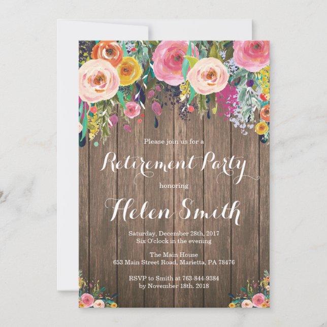 Tarjeta de Invitación para Fiesta de Jubilación Fl (Anverso)