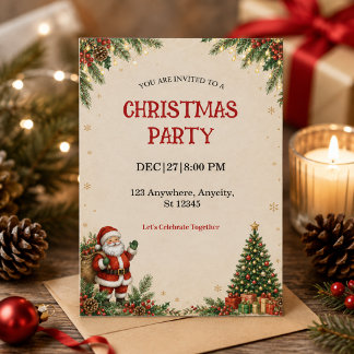 Tarjeta de Invitación para Fiesta de Navidad