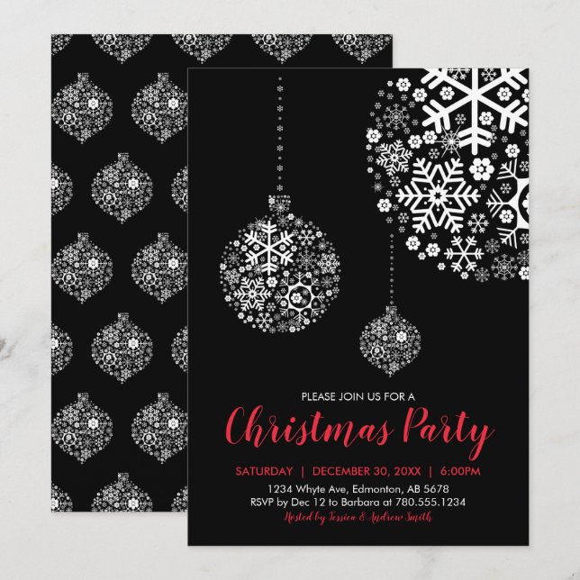 Tarjeta de invitación para fiesta de Navidad / día (Anverso / Reverso)