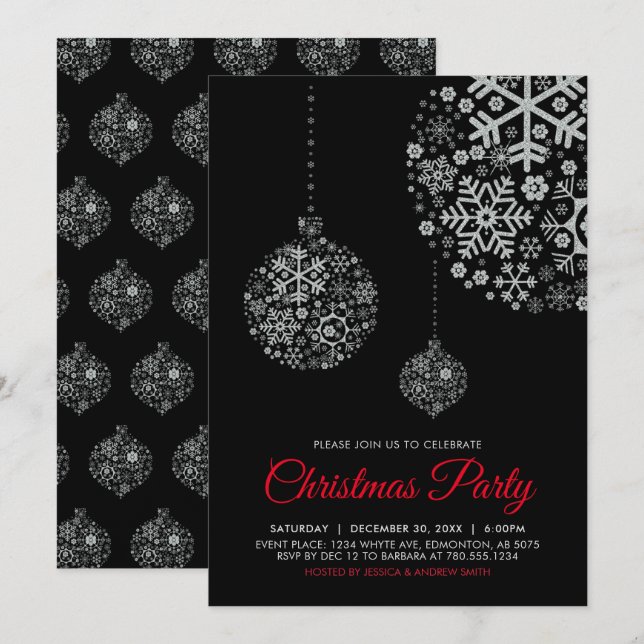 Tarjeta de invitación para fiesta de Navidad / día (Anverso / Reverso)