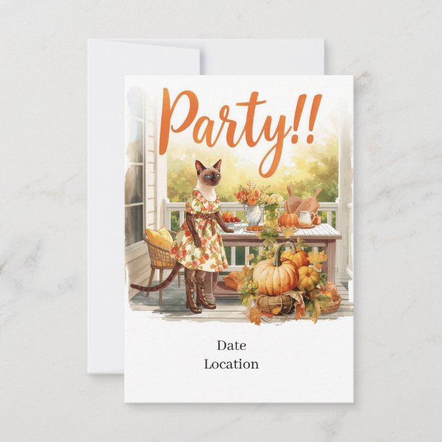 Tarjeta de invitación para fiesta de otoño – Reuni (Anverso)
