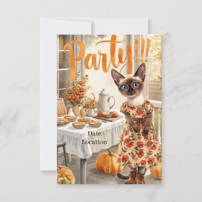 Tarjeta de Invitación para Fiesta de Otoño – Reuni (Anverso)