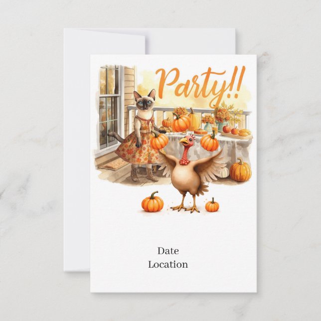 Tarjeta de invitación para fiesta de otoño – Reuni (Anverso)