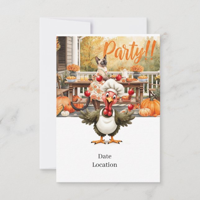 Tarjeta de invitación para fiesta de otoño – Reuni (Anverso)