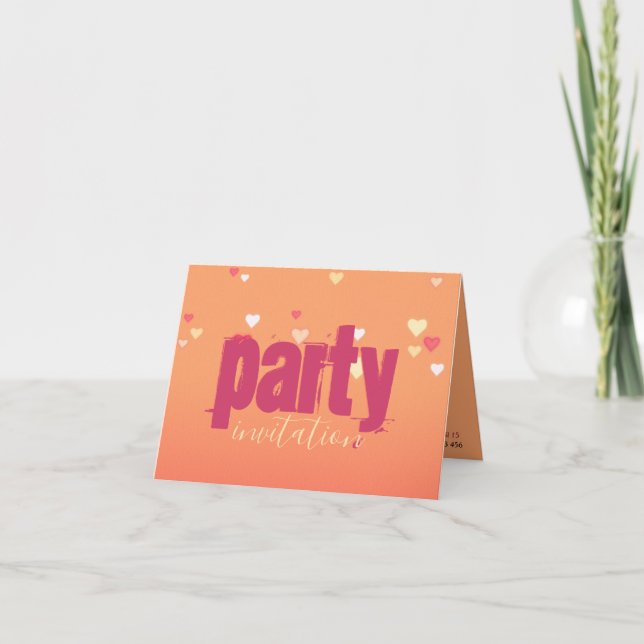 Tarjeta de invitación para fiesta de Pinky Blush (Anverso)